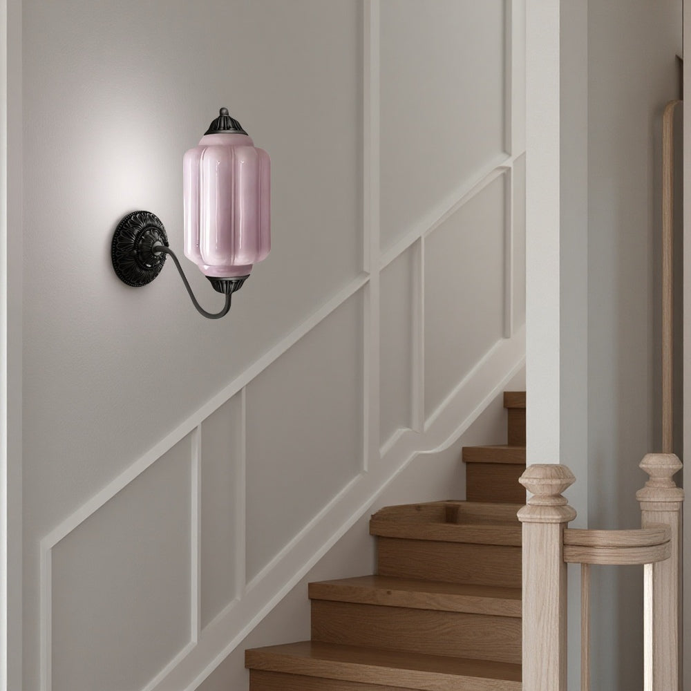 Applique classica in ottone con paralume in vetro - Illuminazione per corridoio