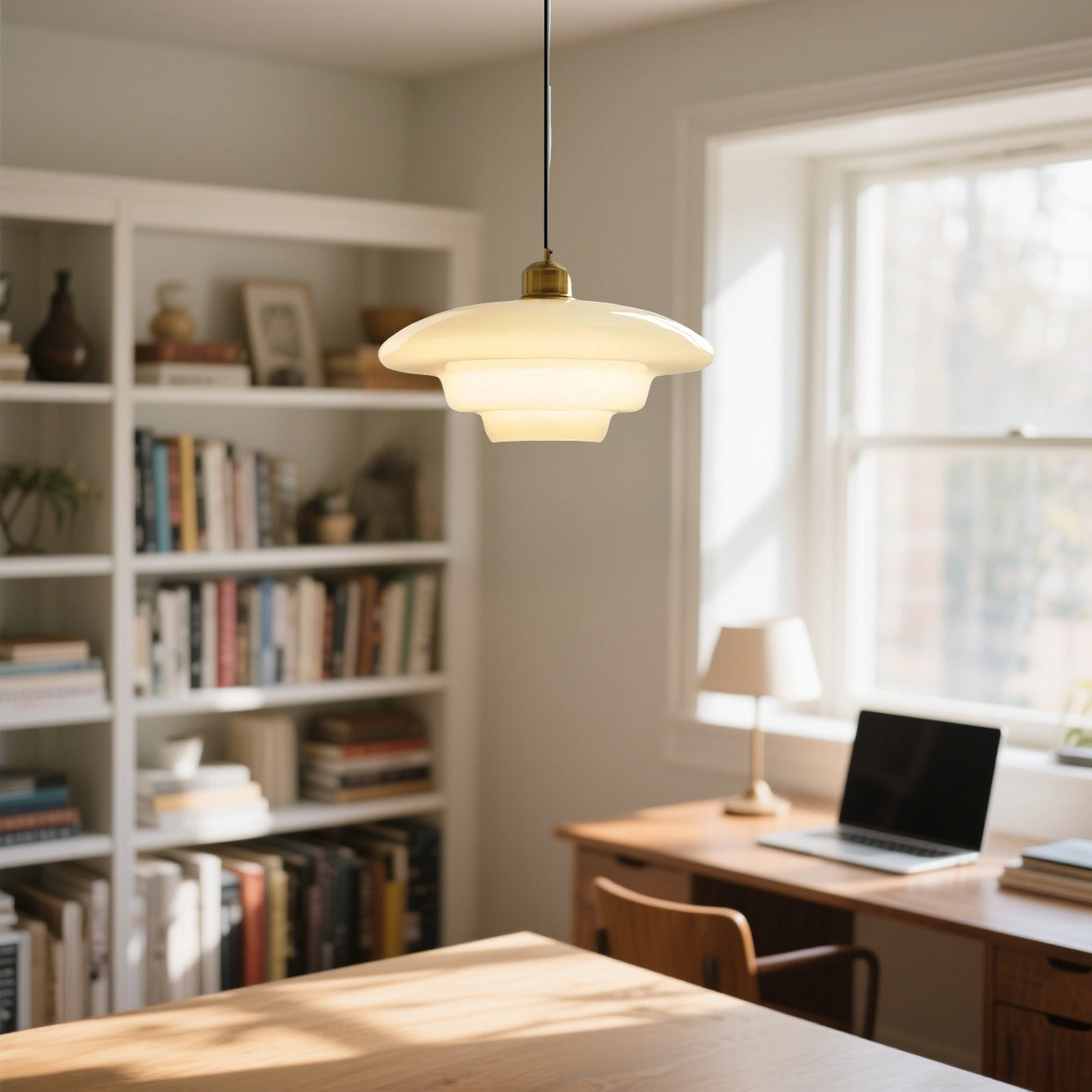 Lampada da soffitto in vetro opalino Art Déco per sala da pranzo