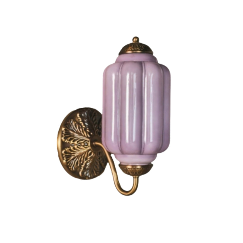 Applique classica in ottone con paralume in vetro - Illuminazione per corridoio