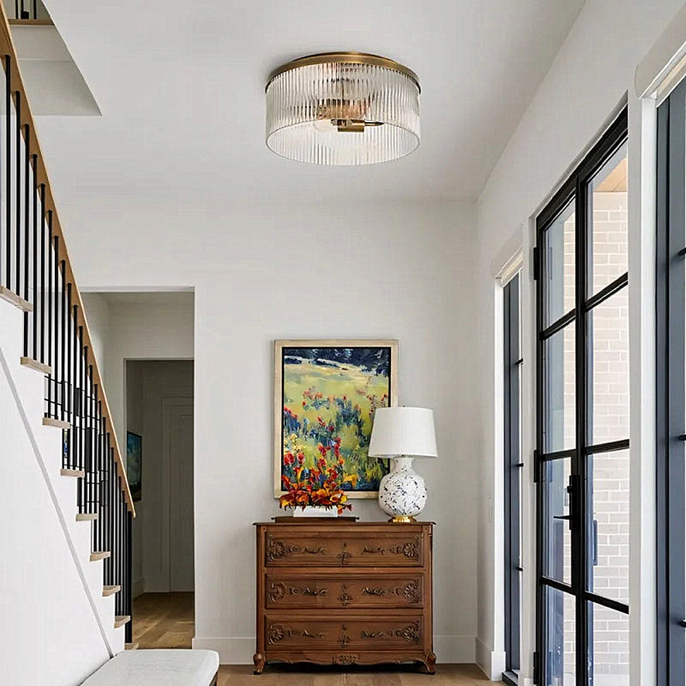 Elegante lampada da soffitto in vetro a coste