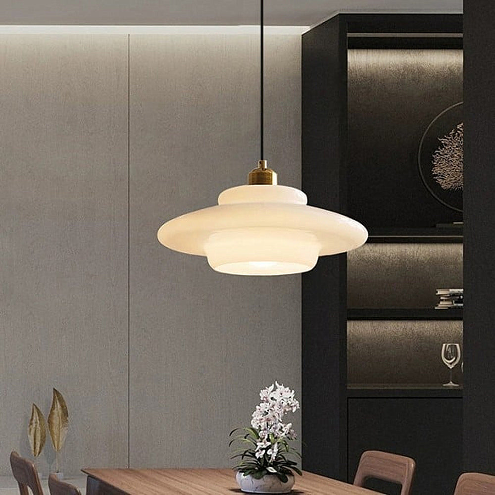 Lampada da soffitto in vetro opalino Art Déco per sala da pranzo