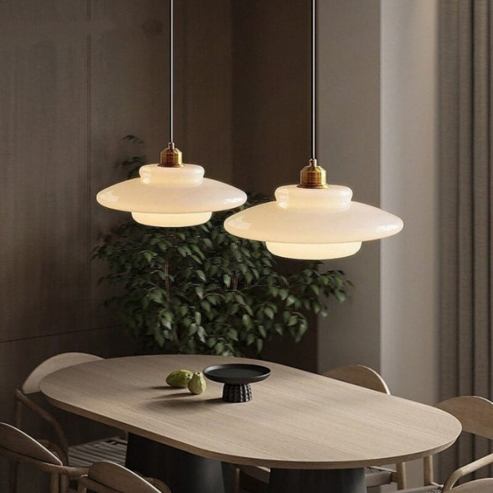 Lampada da soffitto in vetro opalino Art Déco per sala da pranzo